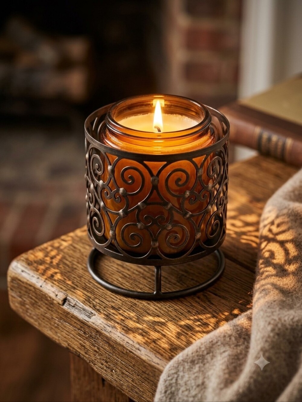 Bath & Body Works Decorative Scroll Metal Candle Holder - Black